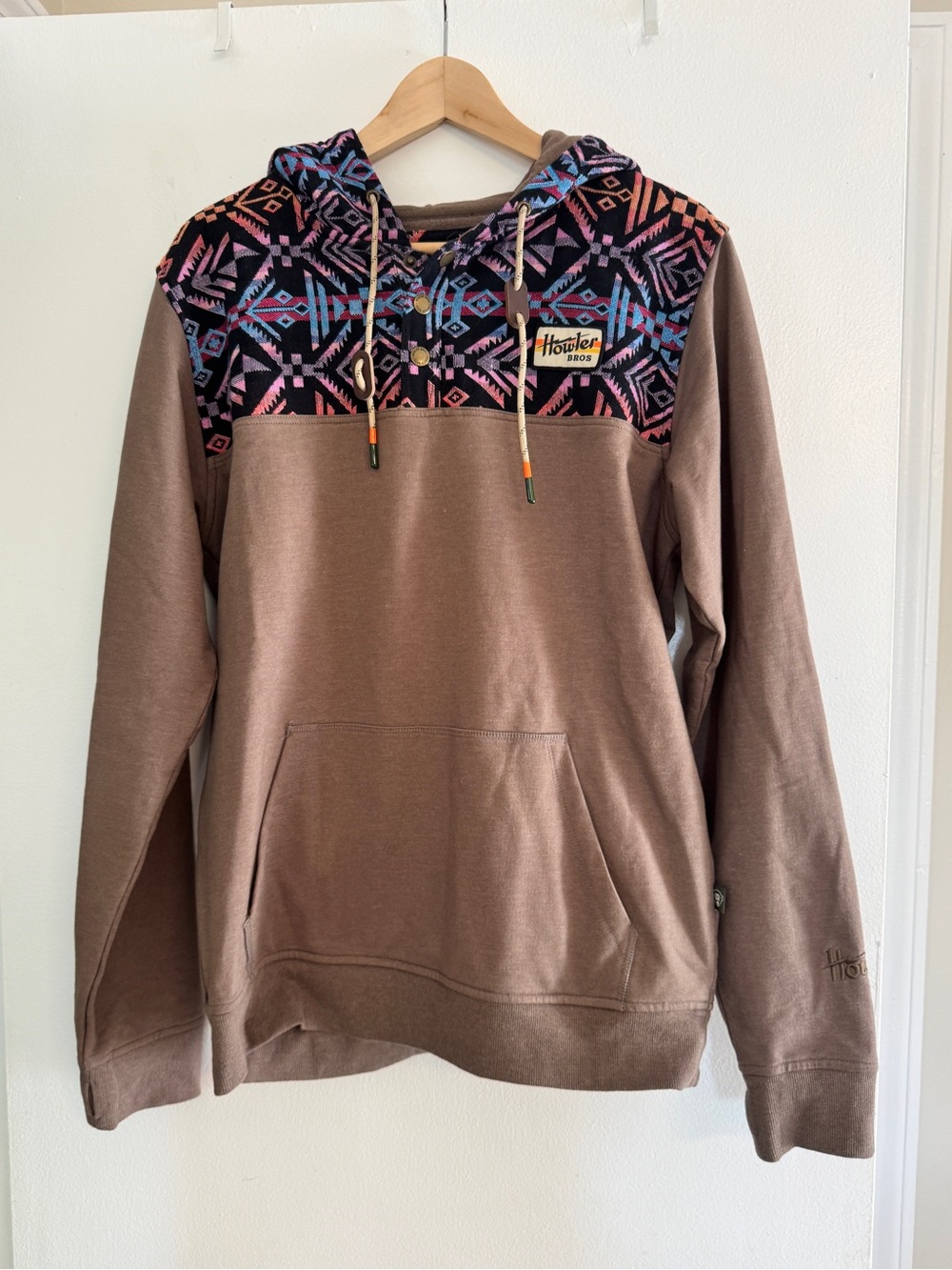 Howler Brothers Men’s Brown Pullover Hoodie with Aztec Accent
